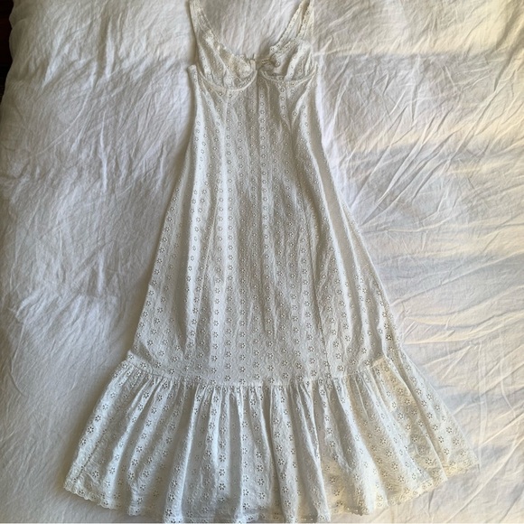 Doen Melaine Cotton Eyelet Bustier Ruffle Maxi Dress Salt Melanie White - Picture 8 of 16